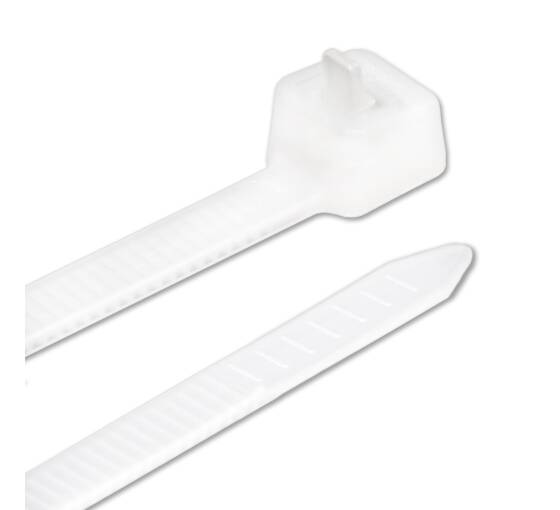 100 pcs 4,8 x 200 mm cable ties white reusable