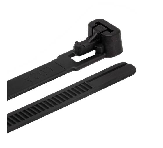 100 pcs 7,6 x 250 mm cable ties black reusable