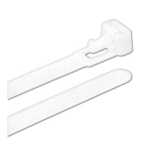 100 pcs 7,6 x 300 mm cable ties white reusable