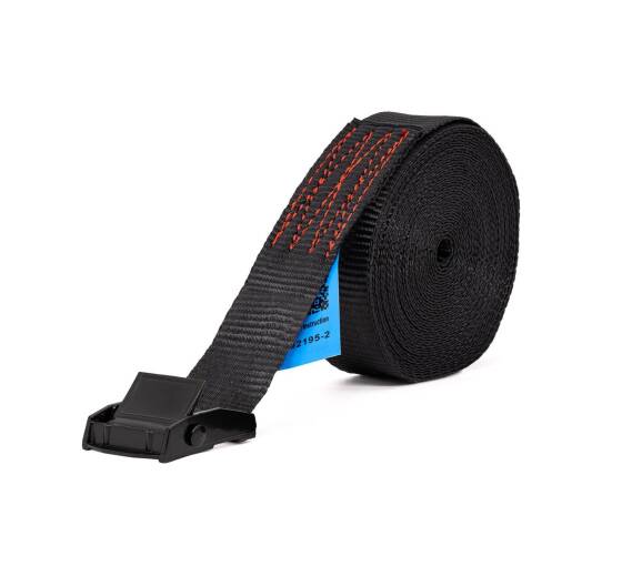 Tension belts black with clamp lock family Bonny 250 kg 0.5 m to 10 m