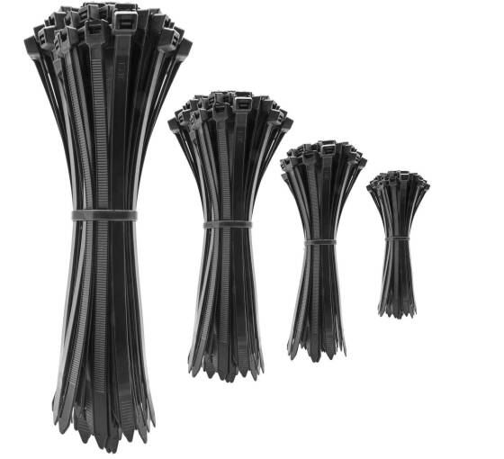 400 Stück Kabelbinder Sortiment schwarz (2,5x100-3,6x150-3,6x300-3,6x370mm)